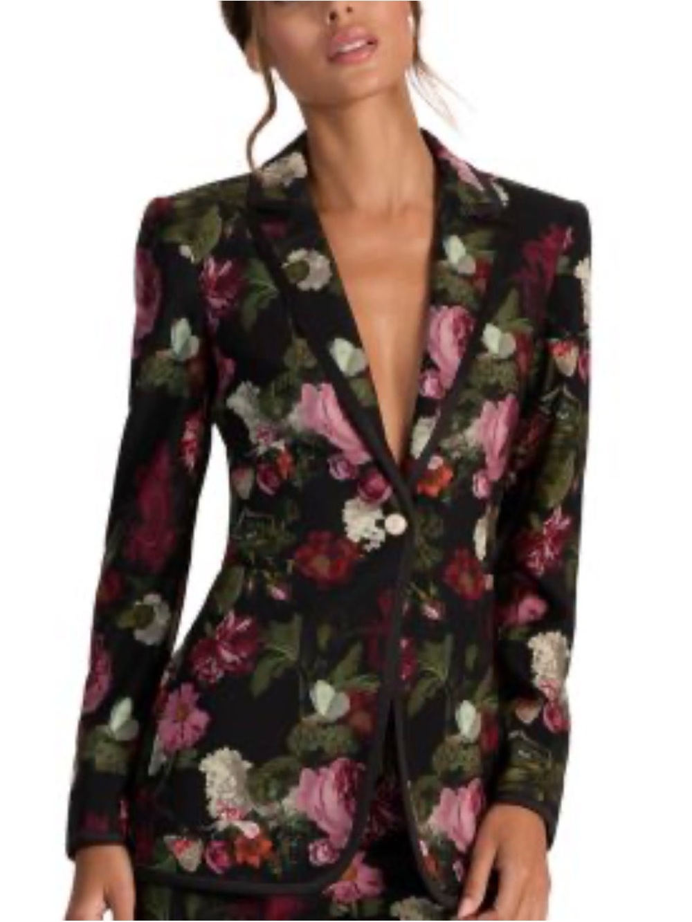 Alice + Olivia Breann One Button Blazer in Floral Be Still pattern Sz 14 NWOT